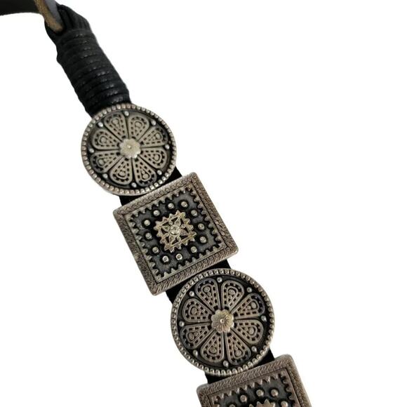 Antoniazzi Firenze Leather Belt Black Silver Women Size XL Italian Designer main image 4
